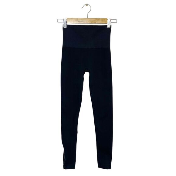 SPANX Black Seamless Tummy Control Slimming Zipper Ankle Leggings Small - Picture 2 of 8